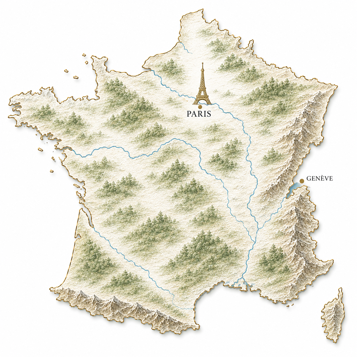 Map of France showing Paris's location