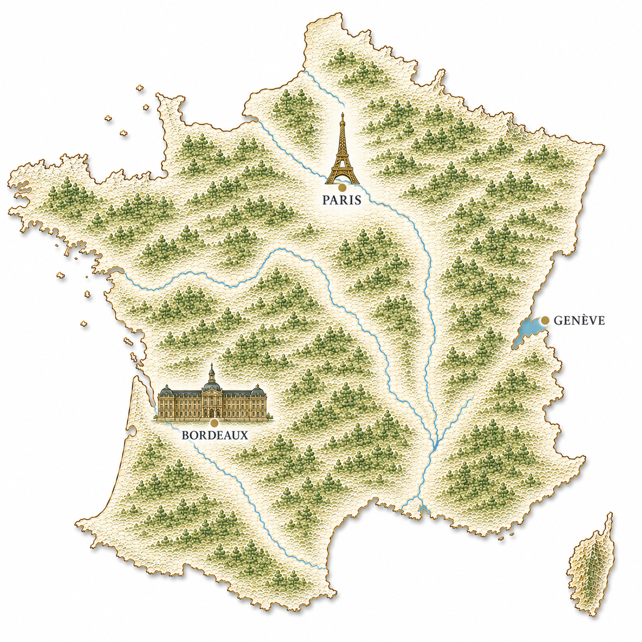 Map of France showing Bordeaux's location