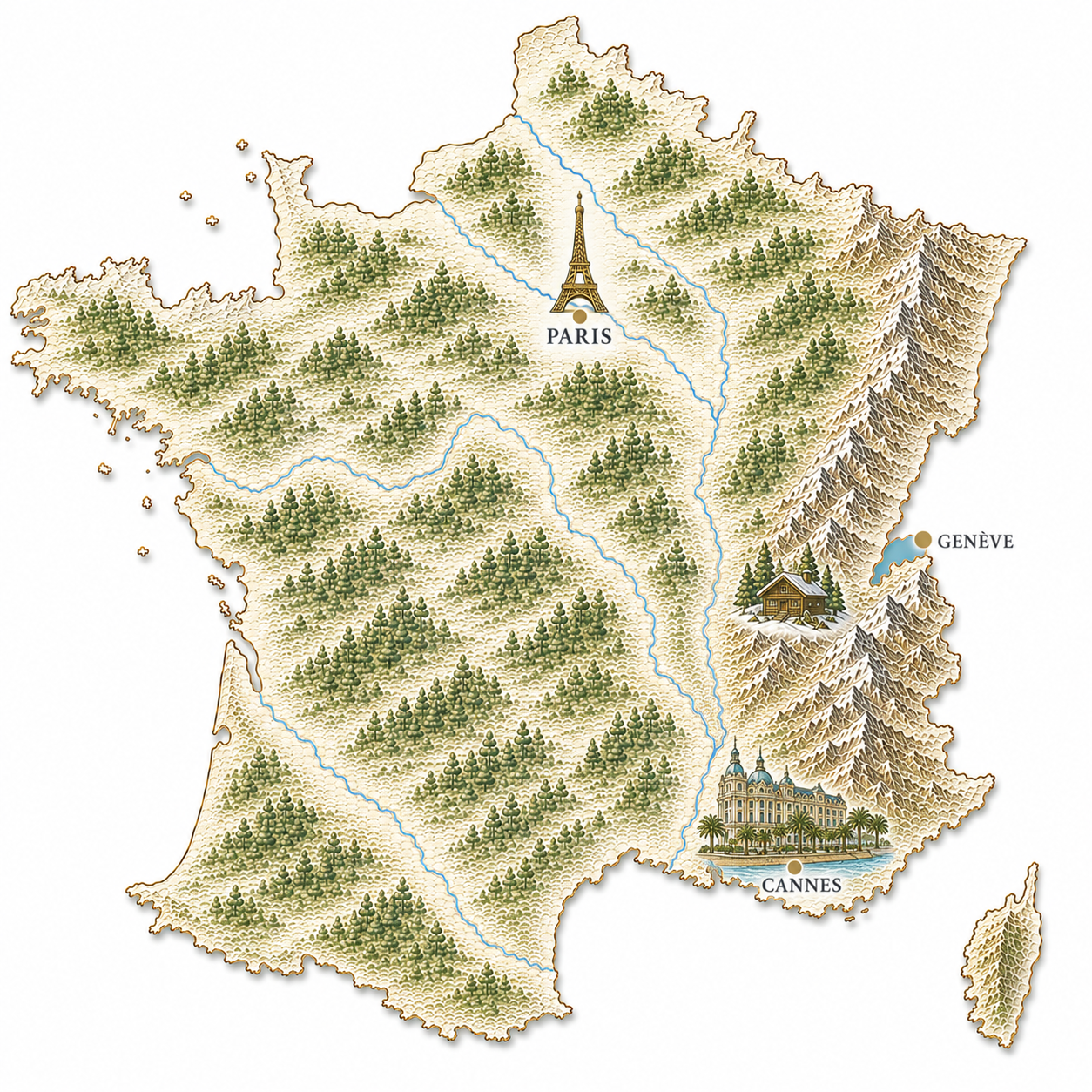 Map of France showing Cannes's location