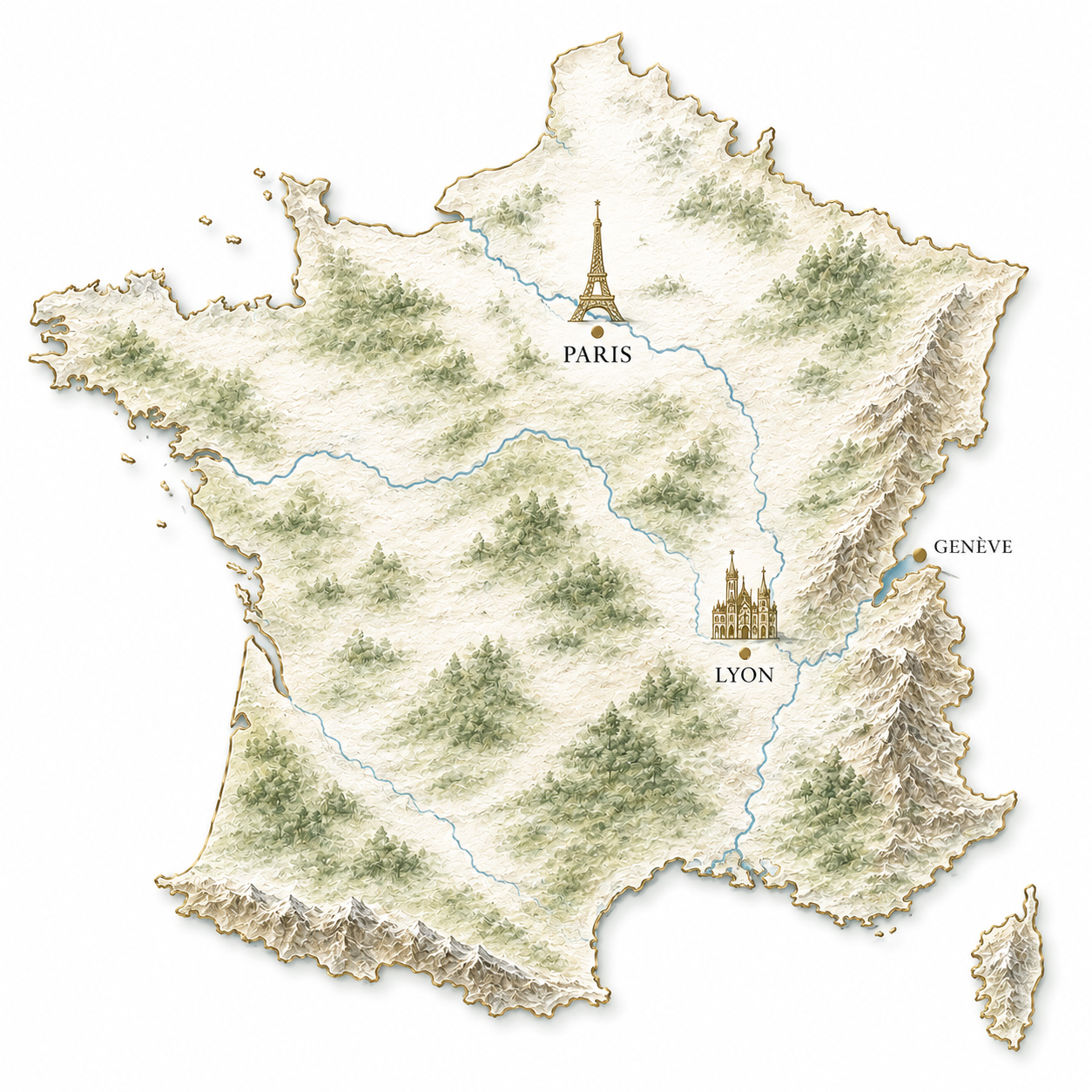 Map of France showing Lyon's location