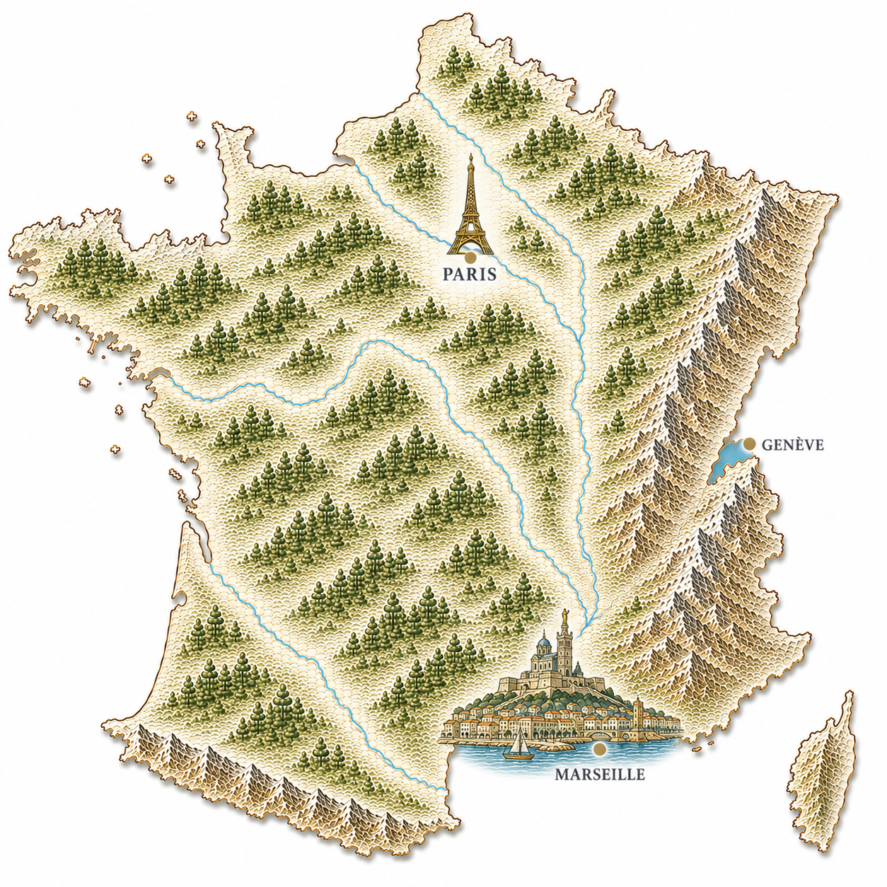 Map of France showing Marseille's location