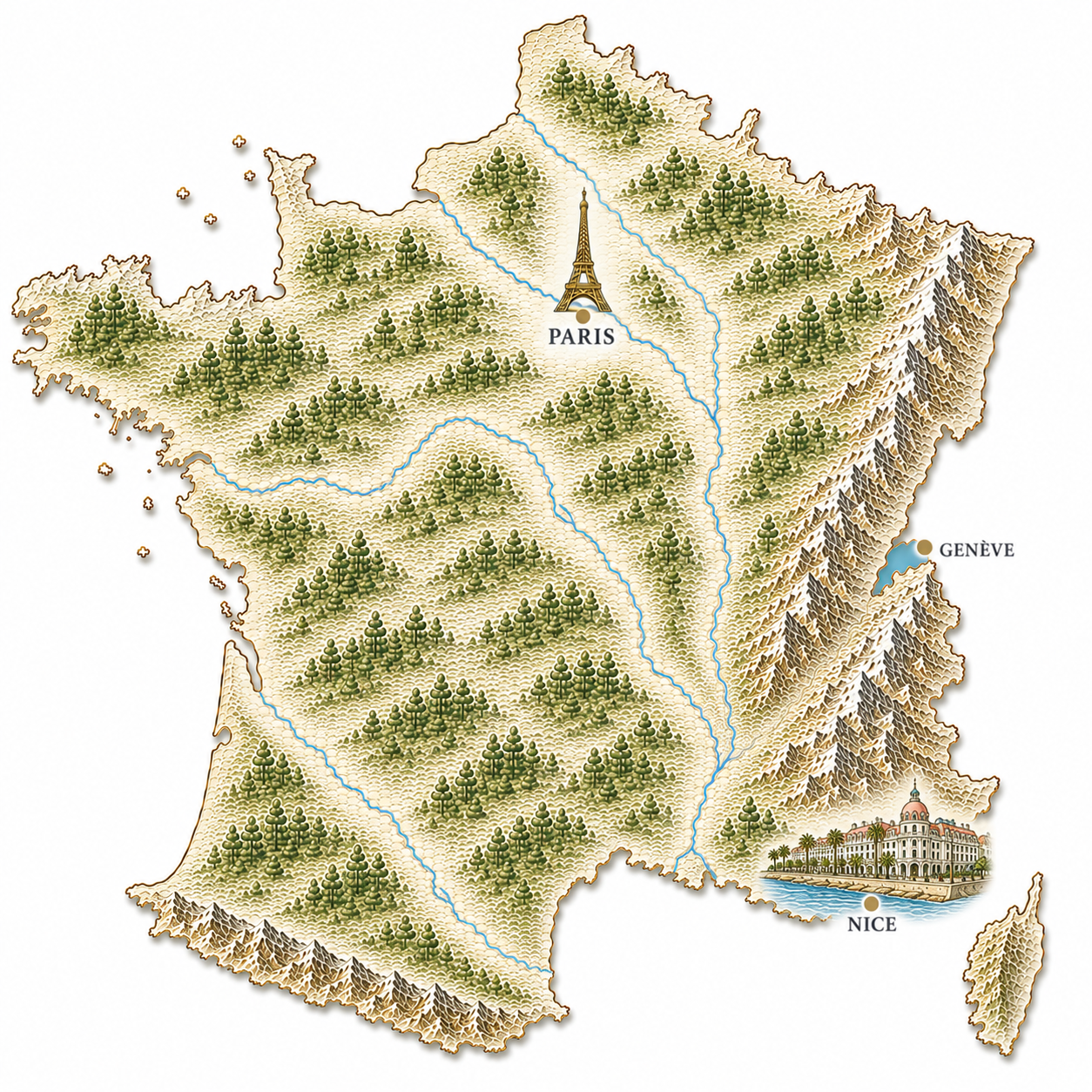 Map of France showing Nice's location