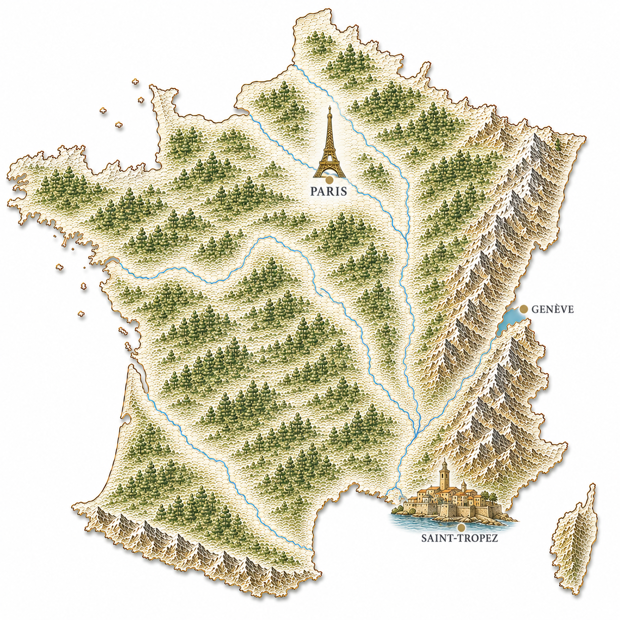 Map of France showing Saint-Tropez's location